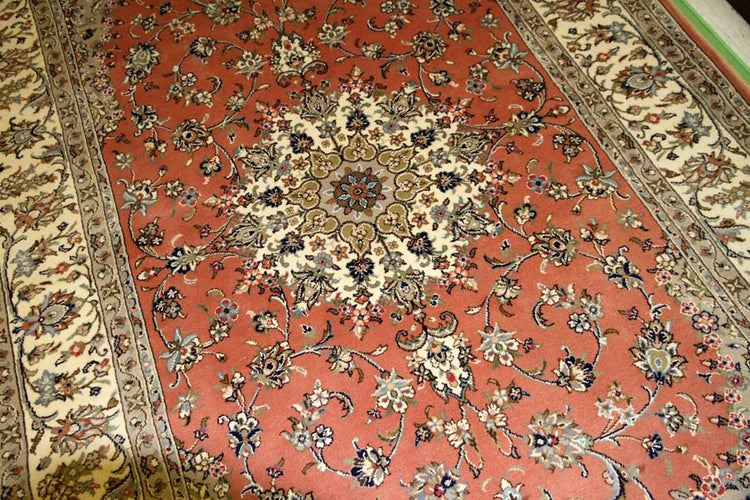 イラン輸入手織りペルシャ絨毯カシャン産地55371、サイズ：300x195ｃｍ（フサ含まず)