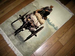 ピクチャー模様手織りペルシャ絨毯10445 , サイズ：90x60 CM