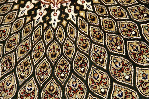 シックな玄関マット、オリエンタルラグマットペルシャ絨毯49031,クム、シルクサイズ：96x60 CM