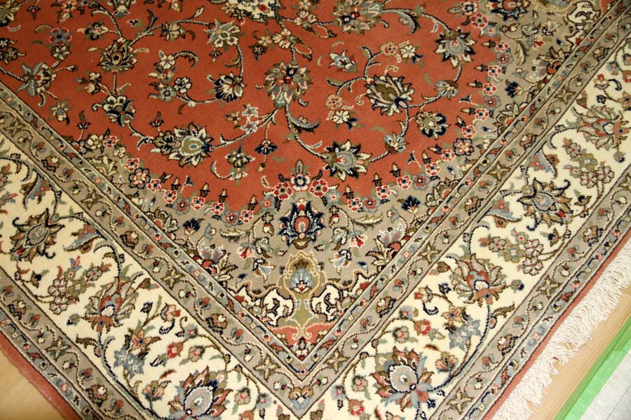 イラン輸入手織りペルシャ絨毯カシャン産地55371、サイズ：300x195ｃｍ（フサ含まず)