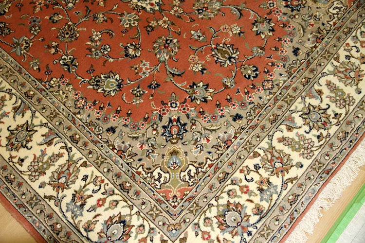 イラン輸入手織りペルシャ絨毯カシャン産地55371、サイズ：300x195ｃｍ（フサ含まず)
