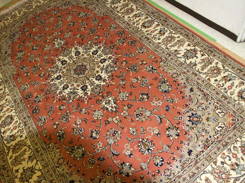 イラン輸入手織りペルシャ絨毯カシャン産地55371、サイズ：300x195ｃｍ（フサ含まず)