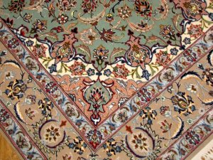 ENTESHARI工房手織りペルシャ絨毯46315、サイズ：202x130ｃｍ（フサ含まず）