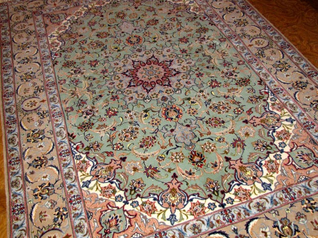 ENTESHARI工房手織りペルシャ絨毯46315、サイズ：202x130ｃｍ（フサ含まず）