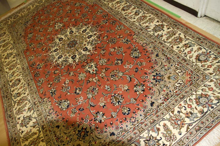 イラン輸入手織りペルシャ絨毯カシャン産地55371、サイズ：300x195ｃｍ（フサ含まず)