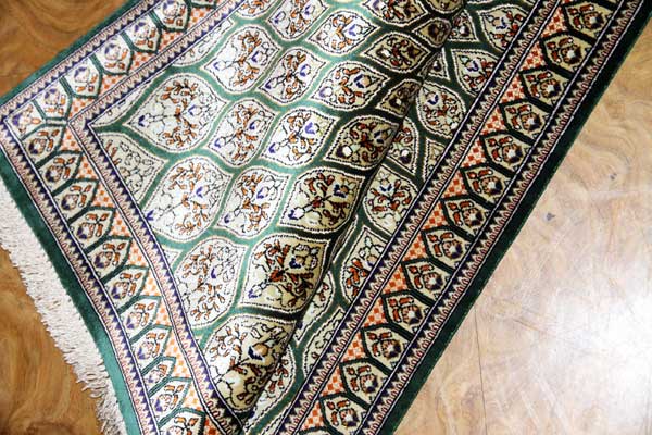 シックな玄関マット、オリエンタルラグマットペルシャ絨毯49031,クム、シルクサイズ：96x60 CM