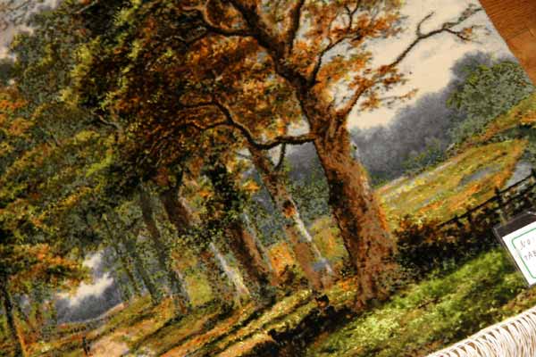ペルシャ絨毯ピクチャー模様自然風景49109,サイズ：96x65ｃｍ（フサ含まず）