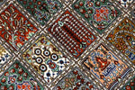ヘシティーデザイン和風シルクペルシャ絨毯、クム産地イラン輸入49080、サイズ：150x100 CM（フサ含まず）
