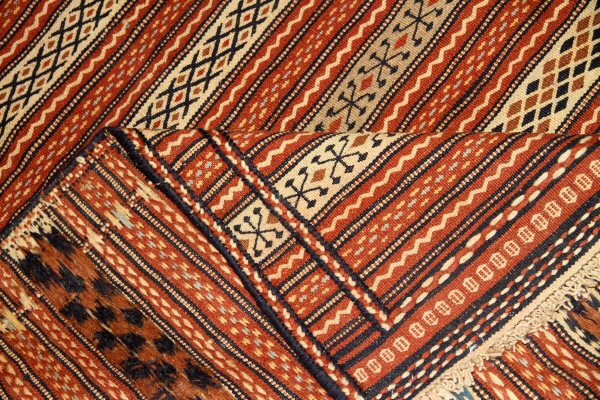 イラン直輸入カラートキリムのソファー前4438、サイズ：200x140 ｃｍ（フサ含まず)