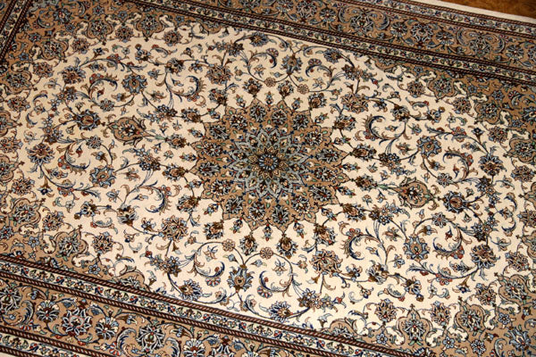 シルクジュウタンペルシャカシャーン、メダリオンデザイン47083、サイズ：154x98 CM