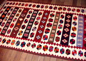 キリムカラフル高品質細かい織り方50000,サイズ：233x130ｃｍ（フサ含まず）
