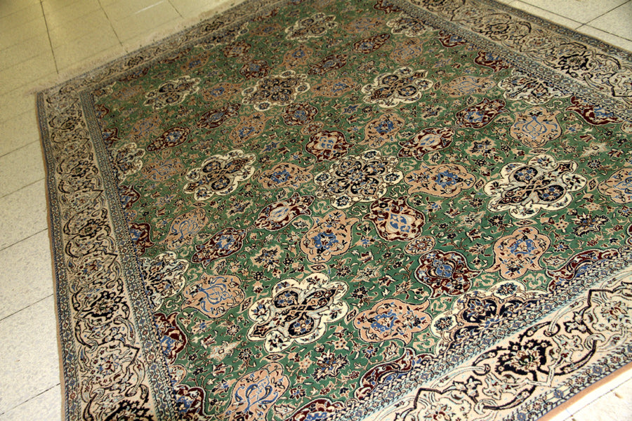 ナイン高品質有名工房ハビビヤングリーン99433、サイズ：222x158 CM