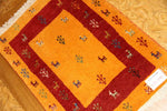 リズバフトギャッベ高品質コルデスタンギャッベマットイラン製26217、サイズ：88x64ｃｍ（フサ含まず、