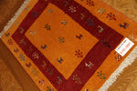 リズバフトギャッベ高品質コルデスタンギャッベマットイラン製26217、サイズ：88x64ｃｍ（フサ含まず、