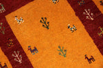リズバフトギャッベ高品質コルデスタンギャッベマットイラン製26217、サイズ：88x64ｃｍ（フサ含まず、