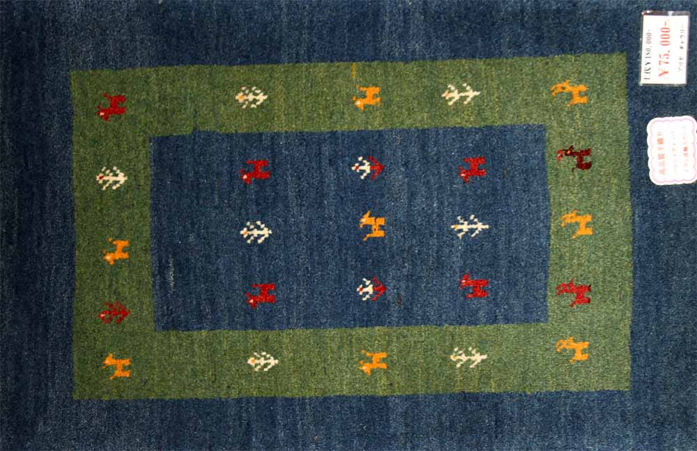 高級ギャッベの玄関マット、コルデスタン産ウール26222、サイズ：90ｘ63ｃｍ（フサ含まず)