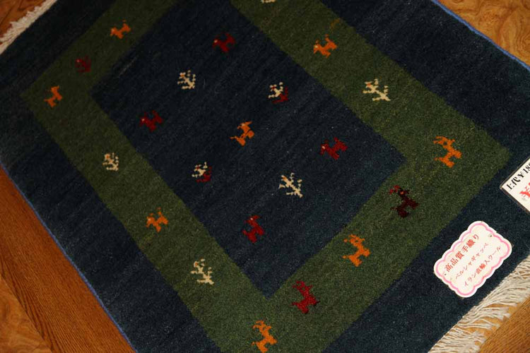 高級ギャッベの玄関マット、コルデスタン産ウール26222、サイズ：90ｘ63ｃｍ（フサ含まず)