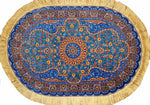 ペルシャ絨毯シルク珍しい楕円形高品質の綺麗な特別注文145952、サイズ：90x58 CM、