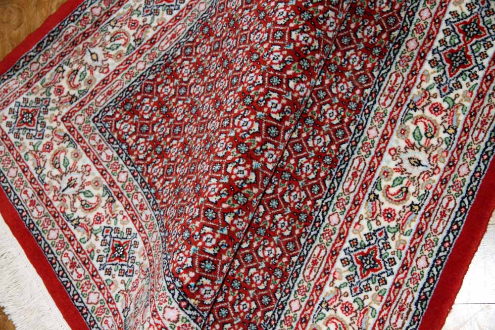手織りペルシャ絨毯イラン製ムード産地センターラグサイズ188698、サイズ：145x100 CM (フサを含まず)