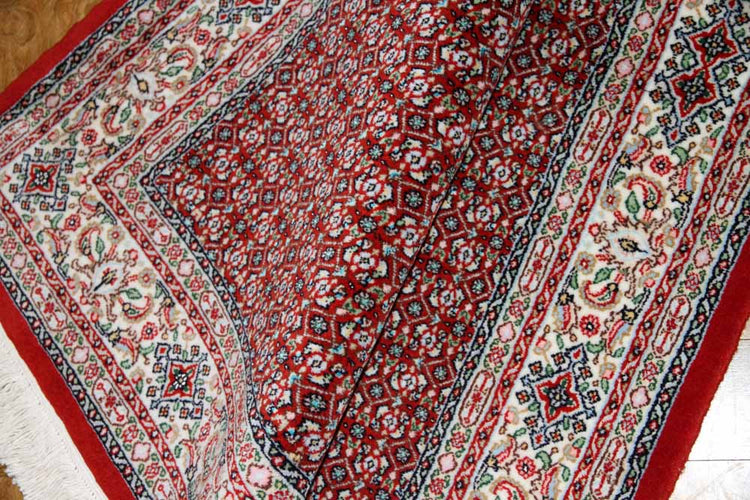 手織りペルシャ絨毯イラン製ムード産地センターラグサイズ188698、サイズ：145x100 CM (フサを含まず)