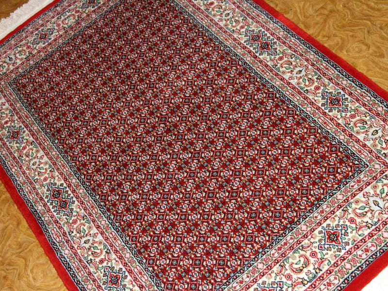 手織りペルシャ絨毯イラン製ムード産地センターラグサイズ188698、サイズ：145x100 CM (フサを含まず)