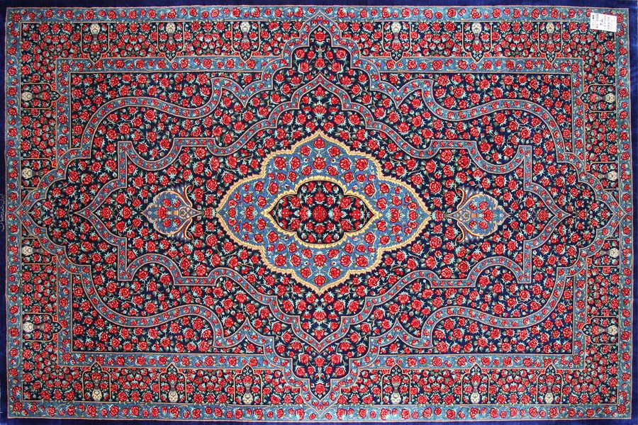 ハンドメイドシルクラグペルシャ絨毯クム57020、高級シルクラグ、サイズ：208x135ｃｍ（フサ含まず）　