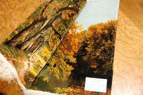 ペルシャ絨毯ピクチャ模様タブリーズ49107、サイズ：68x48ｃｍ（フサ含まず)