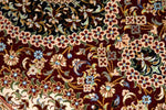 クム産地シルク100％玄関マットメダリオンデザイン、ペルシャ絨毯49038、サイズ：95x60 CM