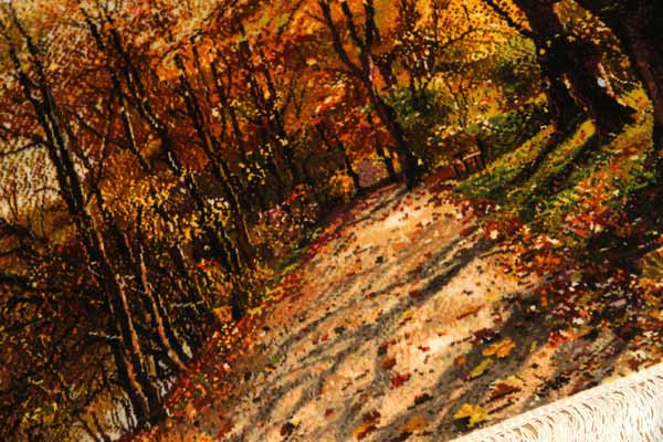 イランの森じゅうたん、ペルシャ絨毯タペストリータブリーズ自然風景49108、サイズ：70x46 CM