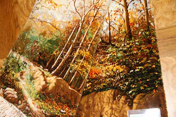 自然の風景ペルシャ絨毯タペストリー49116,サイズ：96x50ｃｍ（フサ含まず）