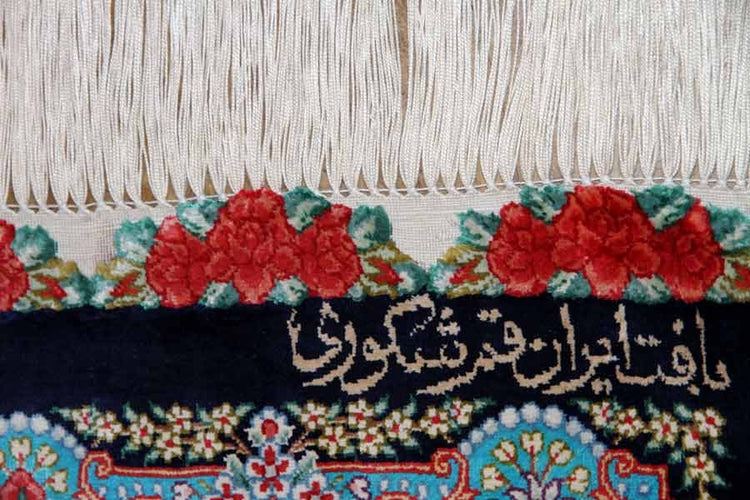 鮮やかなブルー色の玄関マットシルクペルシャ56039、サイズ： 94x58 CM 、blue silk carpet