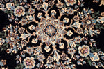 丸い手織りペルシャ絨毯ナイン紺色28661、サイズ：112x112 CM