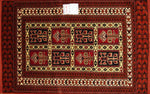 トライバルデザインの手織りペルシャ絨毯トルケマン産27604、、サイズ：122x85ｃｍ（フサ含ま)ず）