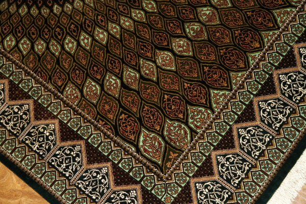 高級手織りペルシャ絨毯、センターラグシルクゴンバディー48080、サイズ：156x100ｃｍ（フサ含まず）