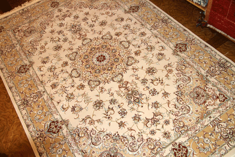 イラン輸入機械織りラグのペルシャ模様770017,サイズ：220x150 CM