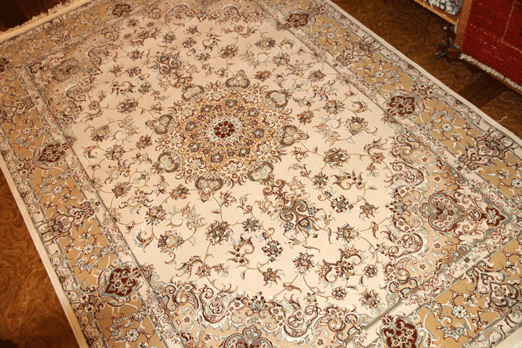 イラン輸入機械織りラグのペルシャ模様770017,サイズ：220x150 CM
