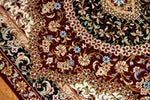 クム産地シルク100％玄関マットメダリオンデザイン、ペルシャ絨毯49038、サイズ：95x60 CM