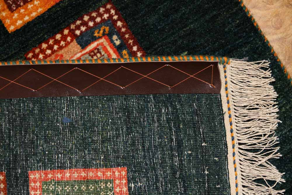 高級オリジナルイラン製ギャッベ、おしゃれチェス模様18841、サイズ：207x142 CM(フサ含まず）