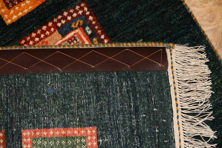 高級オリジナルイラン製ギャッベ、おしゃれチェス模様18841、サイズ：207x142 CM(フサ含まず）