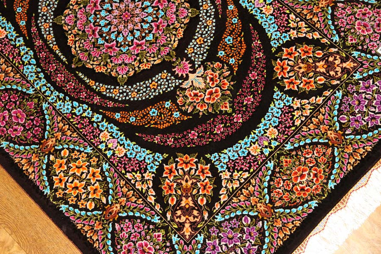 迫力のあるシルクの玄関マット手織りペルシャ57010、persian carpet、サイズ：116x80 CM