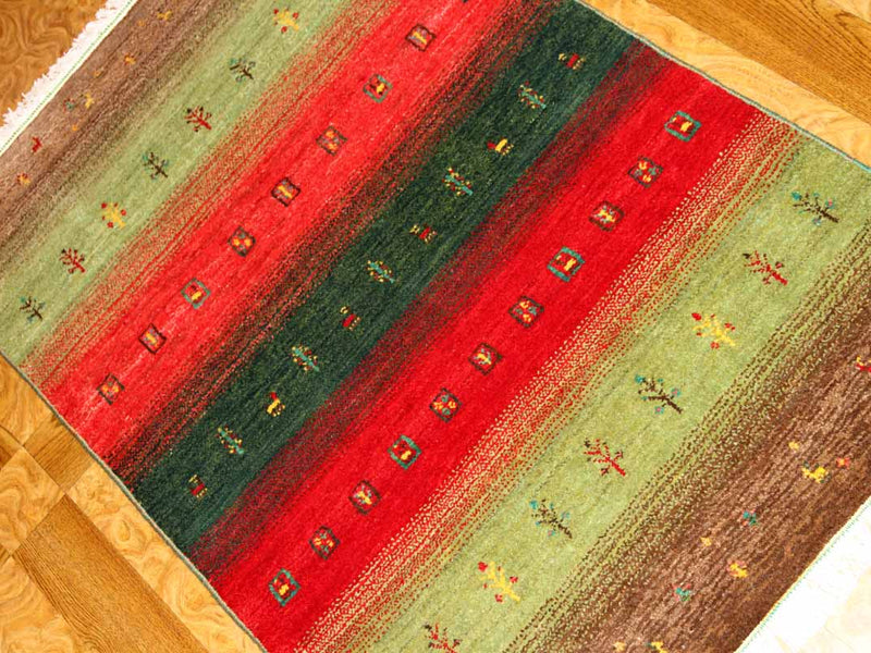 最高級イラン製ギャッベのアクセントラグメリノウール26353 , サイズ：120ｘ83 CM