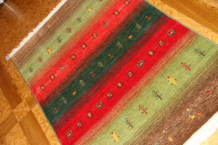 最高級イラン製ギャッベのアクセントラグメリノウール26353 , サイズ：120ｘ83 CM