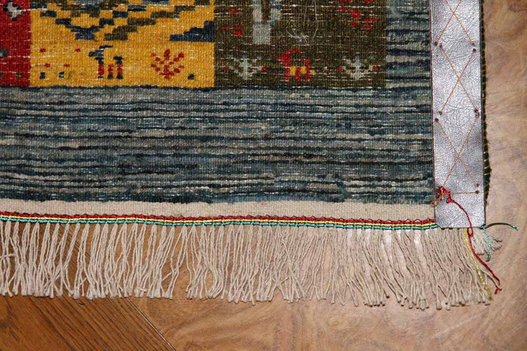 織り方細かいギャッベイラン製羊毛ウールの細かい織り方26291、サイズ：121ｘ82ｃｍ（フサ含まず）