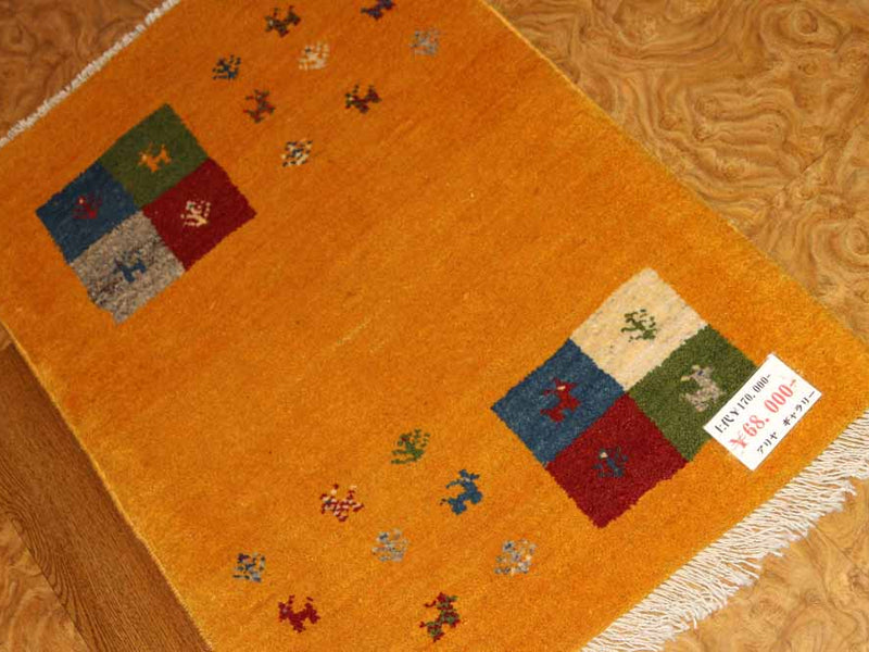 コルデスタンギャッベのリズバフト、高品質ギャッベ28127、素材：メリノウール&;羊毛 サイズ：87x60ｃｍ（フサ含まず）