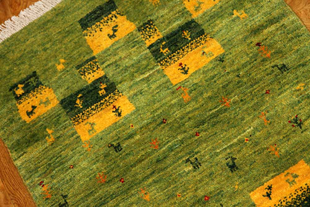 高品質手織りペルシャギャッベコルデスタンギャッベイラン製58444、サイズ：88x61ｃｍ（フサ含まず）