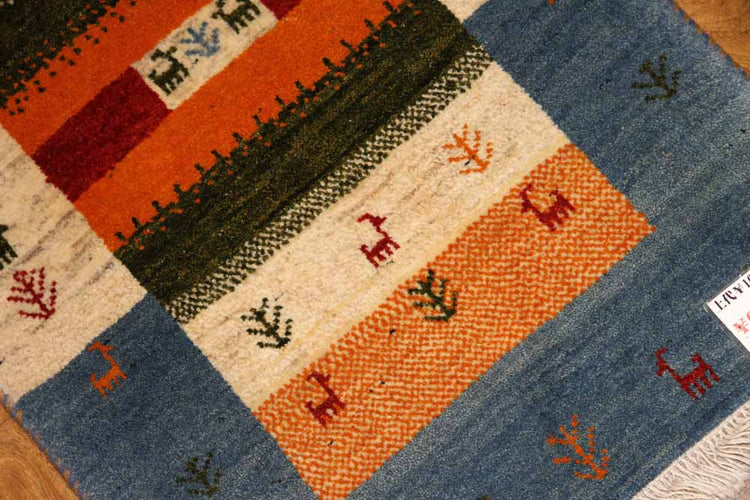イラン直輸入コルデスタンギャッベ非常に珍しい高品質ギャッベ192101、サイズ：92ｘ61ｃｍ（フサ含まず）