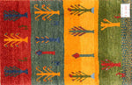 カラフルなギャッベコルデスタン産イラン輸入ギャッベ192102、サイズ：89x58ｃｍ（フサ含まず）