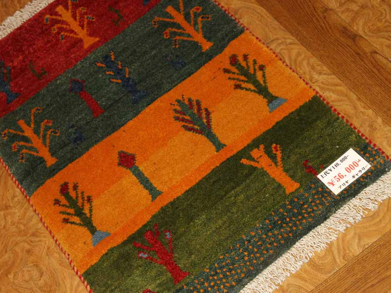 カラフルなギャッベコルデスタン産イラン輸入ギャッベ192102、サイズ：89x58ｃｍ（フサ含まず）