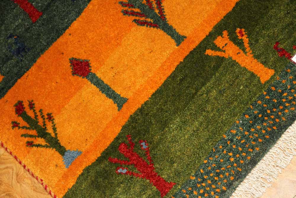 カラフルなギャッベコルデスタン産イラン輸入ギャッベ192102、サイズ：89x58ｃｍ（フサ含まず）