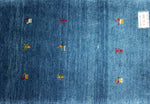 手織りペルシャギャッベイラン製ブルー色26622、サイズ：87x60ｃｍ（フサ含まず）